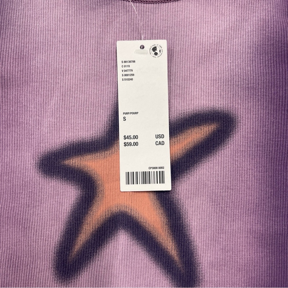 Urban Outfitters Purple Long Sleeve Tee with Orange Star - Picture 3 of 7